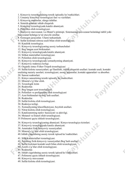 kimyoviy texnologiyaning texnik iqtisodiy ko’rsatkichlari — DOC