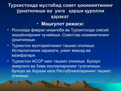 turkiyada mustabid sovet hokimiyatining urnatilishi va unga qarshi qurolli harakat — PPT