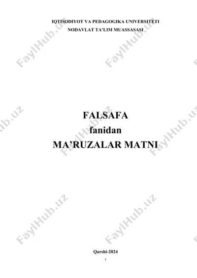 falsafa fanidan ma’ruzalar matni — DOCX