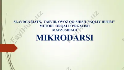 slaydga matn,  tasvir, ovoz qo‘shish  “aqliy hujim”  metodi  orqali o‘rgatish — PPTX