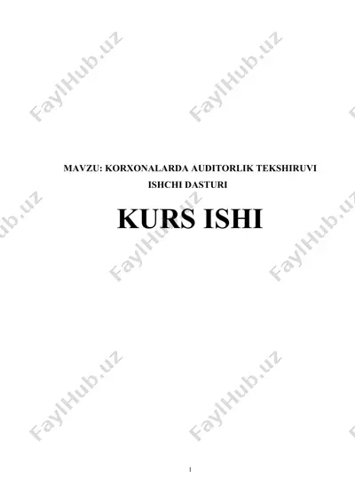 korxonalarda auditorlik tekshiruvi ishchi dasturi — DOCX