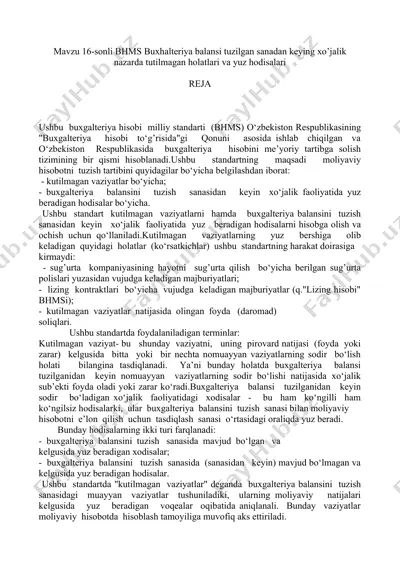 buxgalteriya balansi tuzilgan sanadan keying xo’jalik nazarda tutilmagan holatlari va yuz hodisalari — DOC