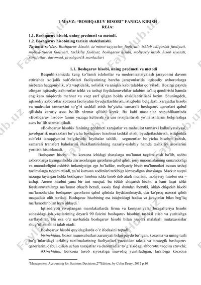 boshqaruv hisobi faniga kirish — DOCX