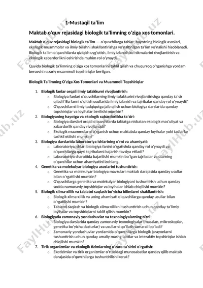 biologik ta'lim — DOCX