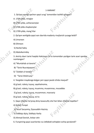 qo'qon xonligi tarixi — DOCX