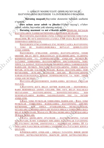 qishloq xo‘jalik hayvonlarini ekstereri va intererini o‘rganish — DOCX
