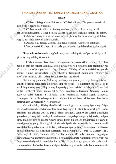 o'zbek tili tarixi fani manbalarining grafikasi — DOCX