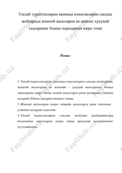 ушлаб турилганларни қамоққа олинганларни сақлаш жойларида жиноий жазоларни ва жиноят ҳуқуқий таъсирнинг бошқа чораларини ижро этиш — DOC