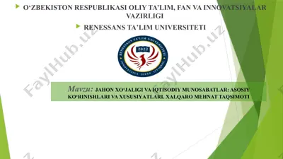 jahonxoʻjaligi va iqtisodiy munosabatlar — PPTX