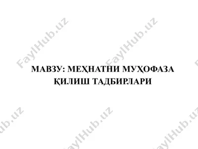 mehnatni muhofoza qilish tadqirlari — PPTX
