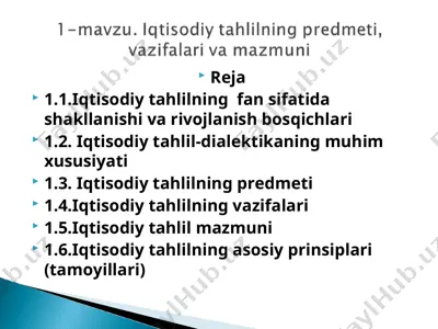 iqtisodiy tahlilningfan sifatida shakllanishi va rivojlanish bosqichlari — PPT