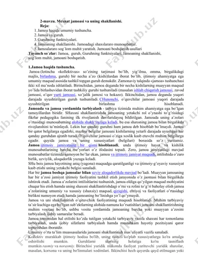 mexnat jamoasi va uning shakllanishi — DOCX