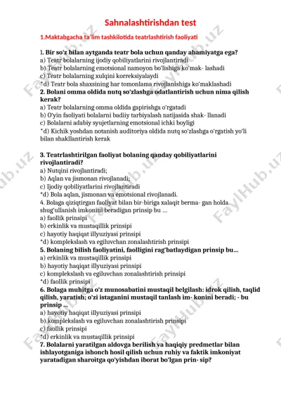 maktabgacha ta'lim tashkilotida teatrlashtirish faoliyati — DOCX