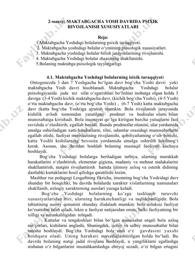 maktabgacha yosh davridagi bolalar psixologiyasi — DOCX