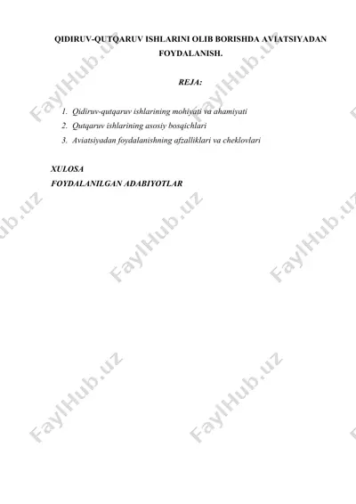 qidiruv-qutqaruv ishlarini olib borishda aviatsiyadan foydalanish. — DOCX
