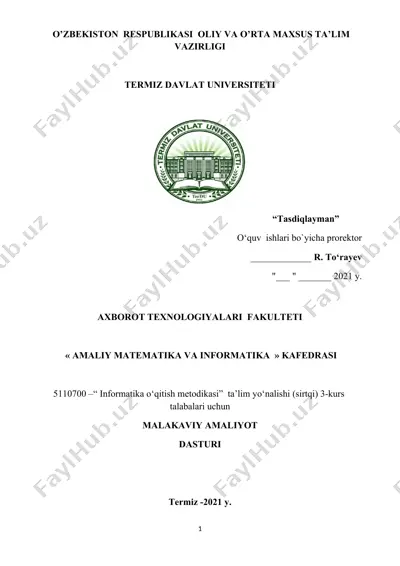 informatika o‘qitish metodikasi talim yo‘nalishi — DOCX