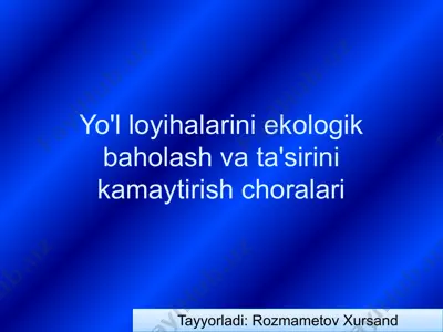 yo'l loyihalarini ekologik baholash va ta'sirini kamaytirish choralari — PPTX