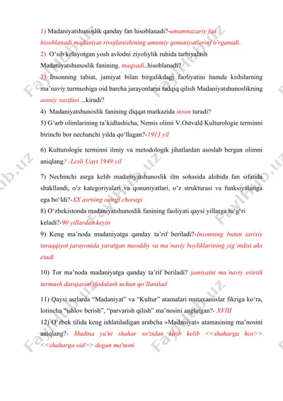 madaniyatshunoslik — DOCX