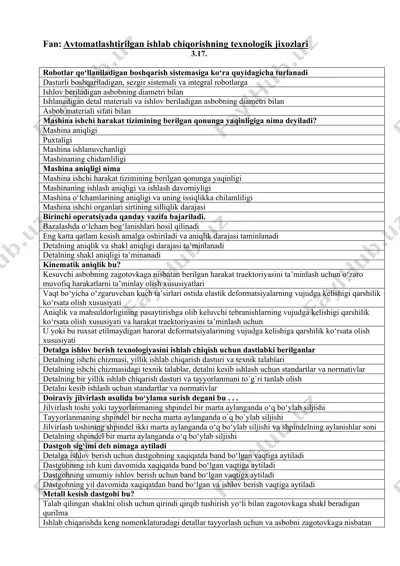 avtomatlashtirilgan ishlab chiqorishning texnologik jixozlari — DOC