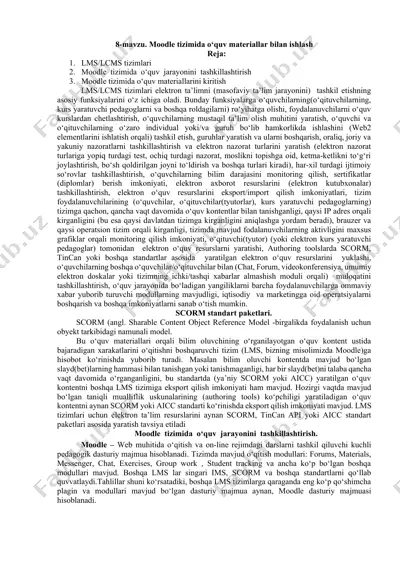moodle tizimida o‘quv materiallar bilan ishlash — DOCX
