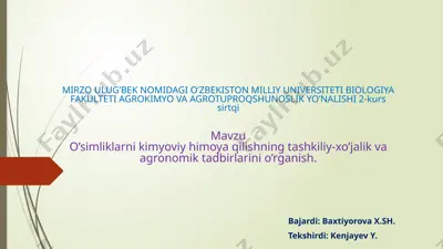 o'simliklarni kimyoviy himoya qilish — PPTX