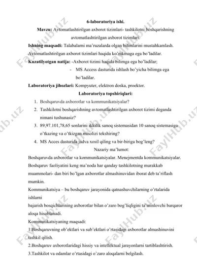 avtomatlashtirilgan axborot tizimlari — DOCX