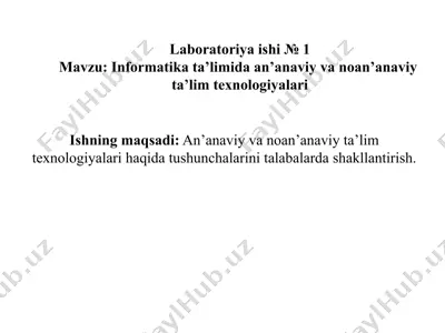 an’anaviy ta’lim texnologiyalari — PPTX