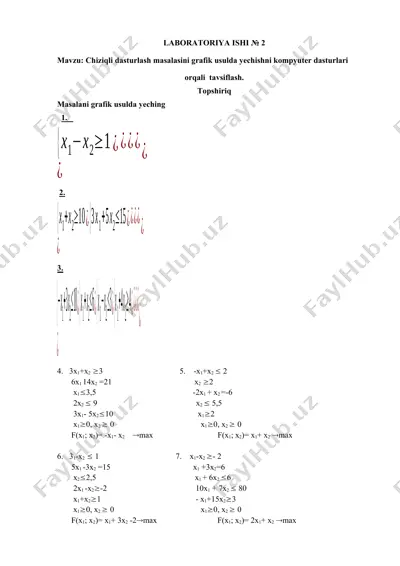 chiziqli dasturlash masalasini grafik usulda yechish — DOCX