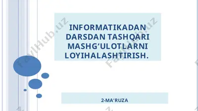 informatikadan darsdan tashqari mashg‘ulotlarni loyihalashtirish — PPT