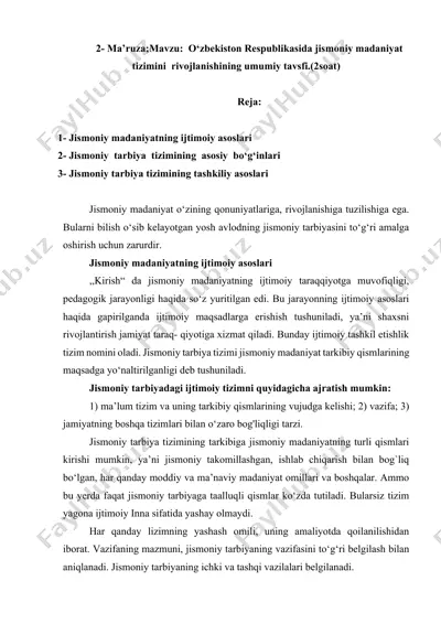 jismoniy madaniyat tizimining rivojlanishining umumiy tavsifi — DOCX