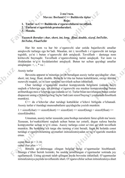 borland c++ builderda tiplar — DOCX