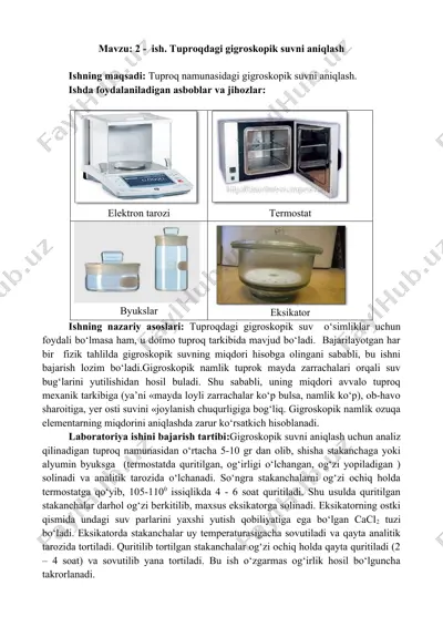 tuproqdagi gigroskopik suvni aniqlash — DOC