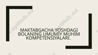 maktabgacha yoshdagi bolaning umumiy muhim kompetensiyalari — PPTX