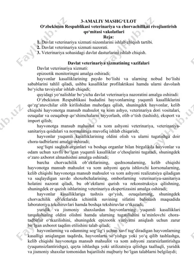 o‘zbekiston respublikasi veterinariya va chorvachilikni rivojlantirish qo‘mitasi vakolatlari — DOC