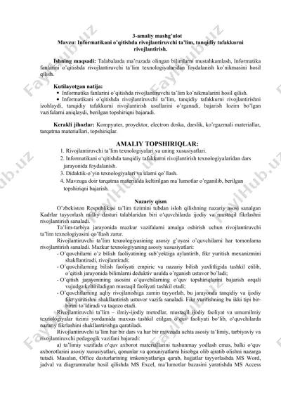 rivojlantiruvchi ta'lim texnologiyalari — DOC