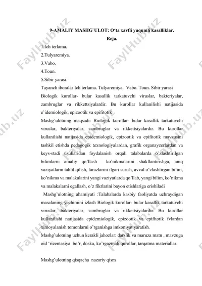 biologik kurollar va 9-amaliy mashg'ulot — DOCX