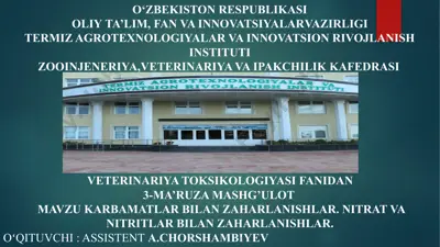 karbamatlarcha qiladigan toksikozlar — PPTX
