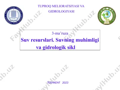 tuproqmelioratsiyasi va gidrologiyasi — PPTX