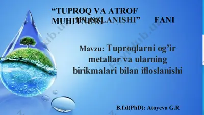 tuproqlarni og’irmetallar va ularning birikmalarini ifloslanishi — PPTX