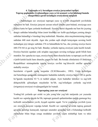 tuproqda roʼy beradigan eroziya jarayonlari turlari — DOCX