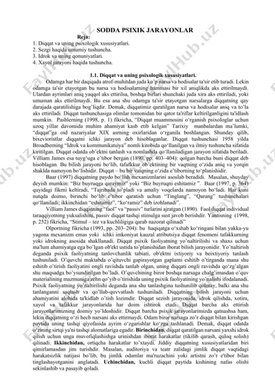 diqqat va psixik jarayonlar — DOCX