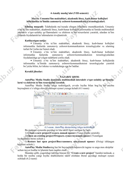 umumiy o’rta ta’lim maktablari, akademik litsey, kasb-hunar kollejlari informatika ta’limida zamonaviy axborot-kommunikasiya texnologiyalari — DOC