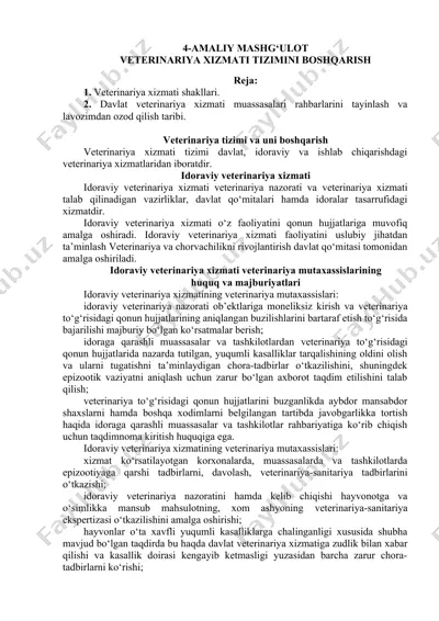 veterinariya xizmati tizimini boshqarish — DOC