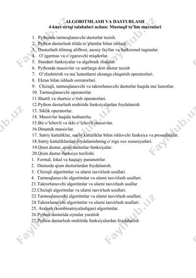 algoritmlash va dasturlash — DOCX
