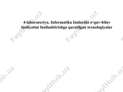 informatika fanlarida o‘quv-biluv faoliyatini faollashtirishga qaratilgan texnologiyalar — PPTX