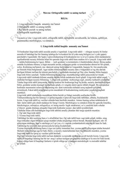 lingvistik tahlil haqida umumiy ma’lumot — DOC