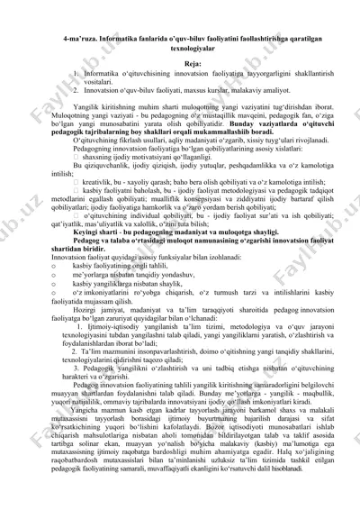 innovatsion o‘quv-biluv faoliyati — DOC