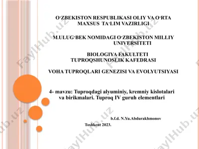 tuproqdagialyuminiy, kremniykislotalari va birikmalari — PPTX