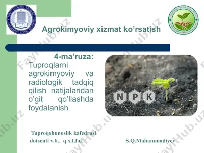 agrokimyoviy xizmat ko'rsatish — PPTX