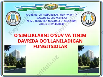 o'simliklarni o'suv va tinim davrida qo'llaniladigan fungitsidlar — PPTX